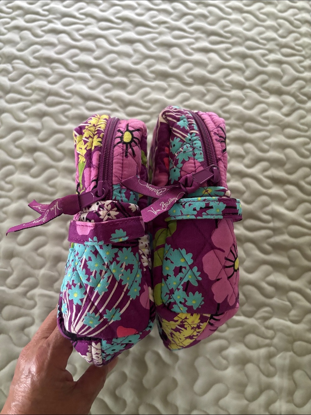 Vera Bradley Retired Flutterby Quilted Floral Lined Cosmetic Pouches Bags 2 - Picture 4 of 14